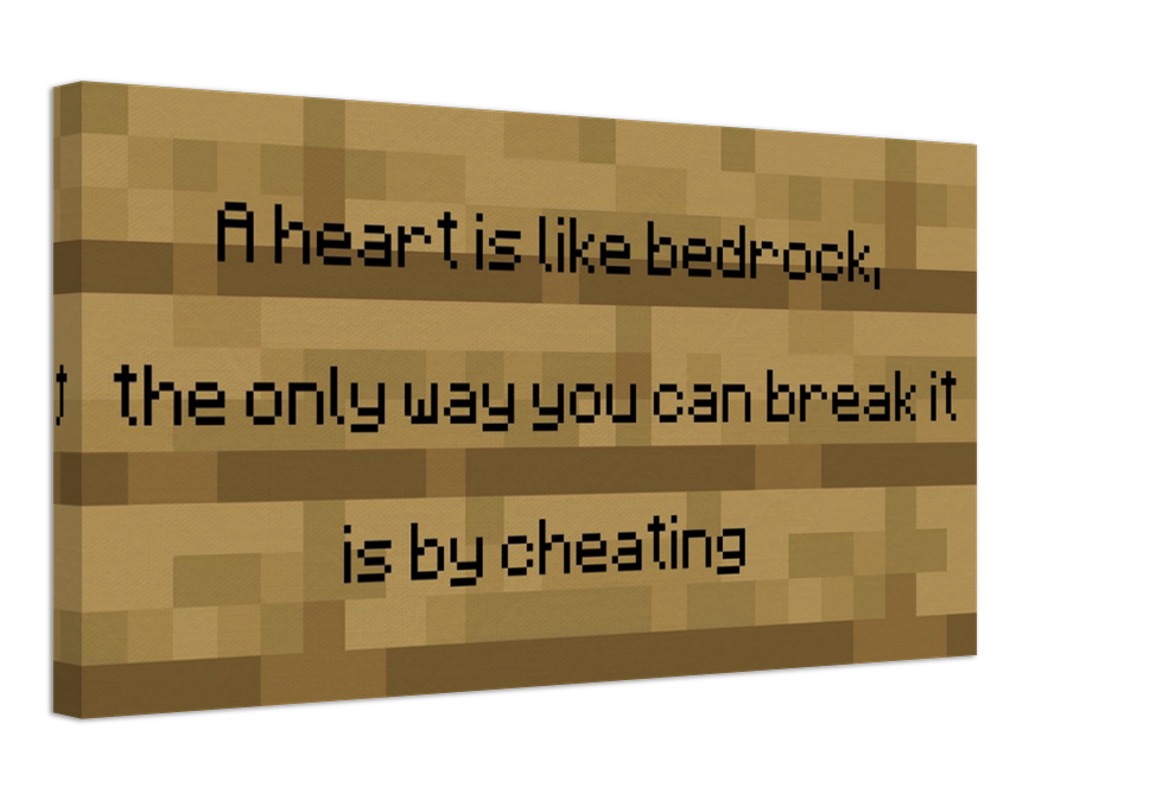 Minecraft Sign "Bedrock = Relationship"